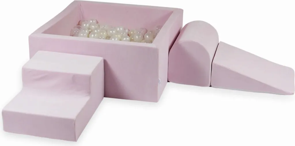 Aire de jeux en mousse Velvet rose avec piscine 90x90cm et 400 balles