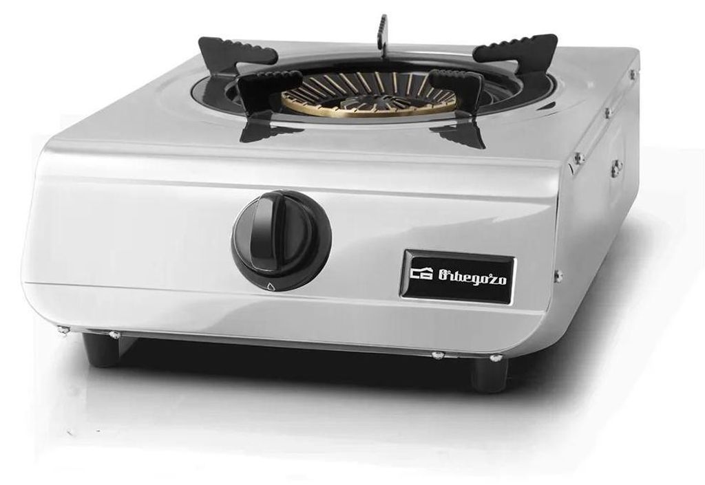 A single burner gas stove on a white background.