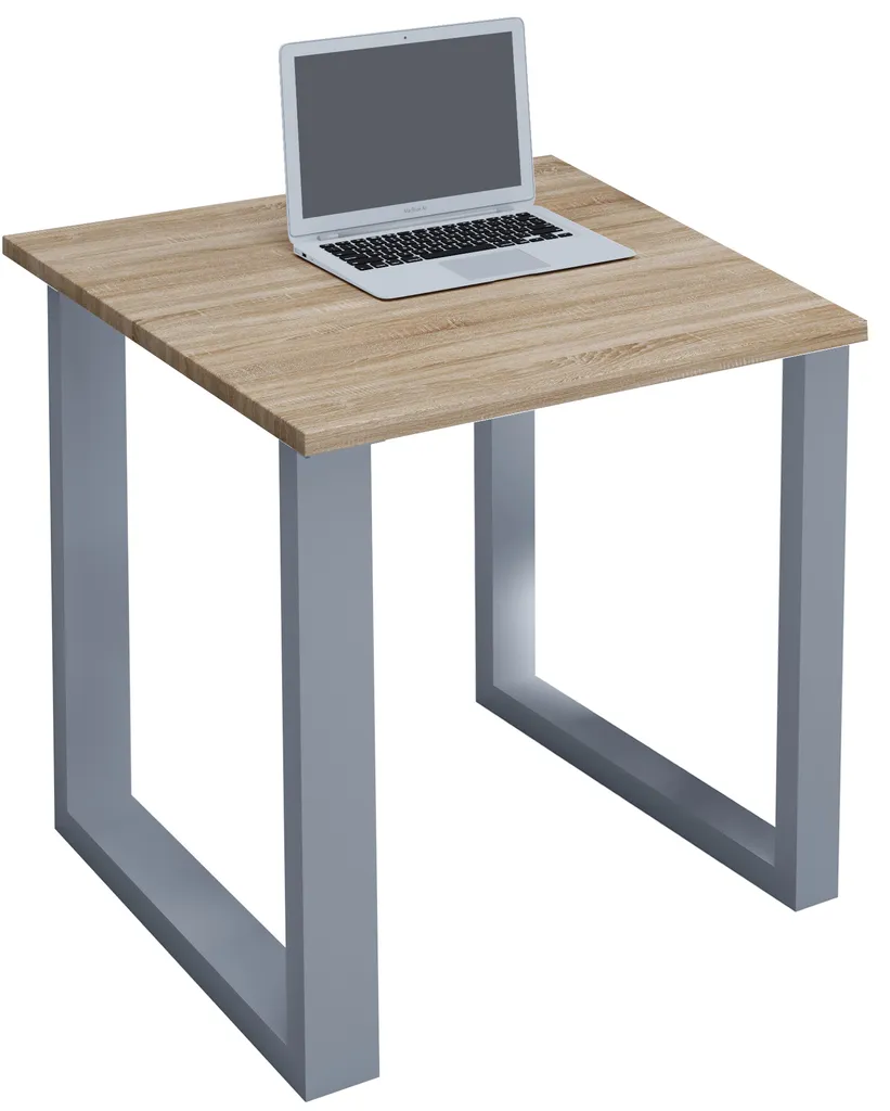 VCM Bureau en Bois Lona U Alu 80x80 cm - Table de Travail de Qualité
