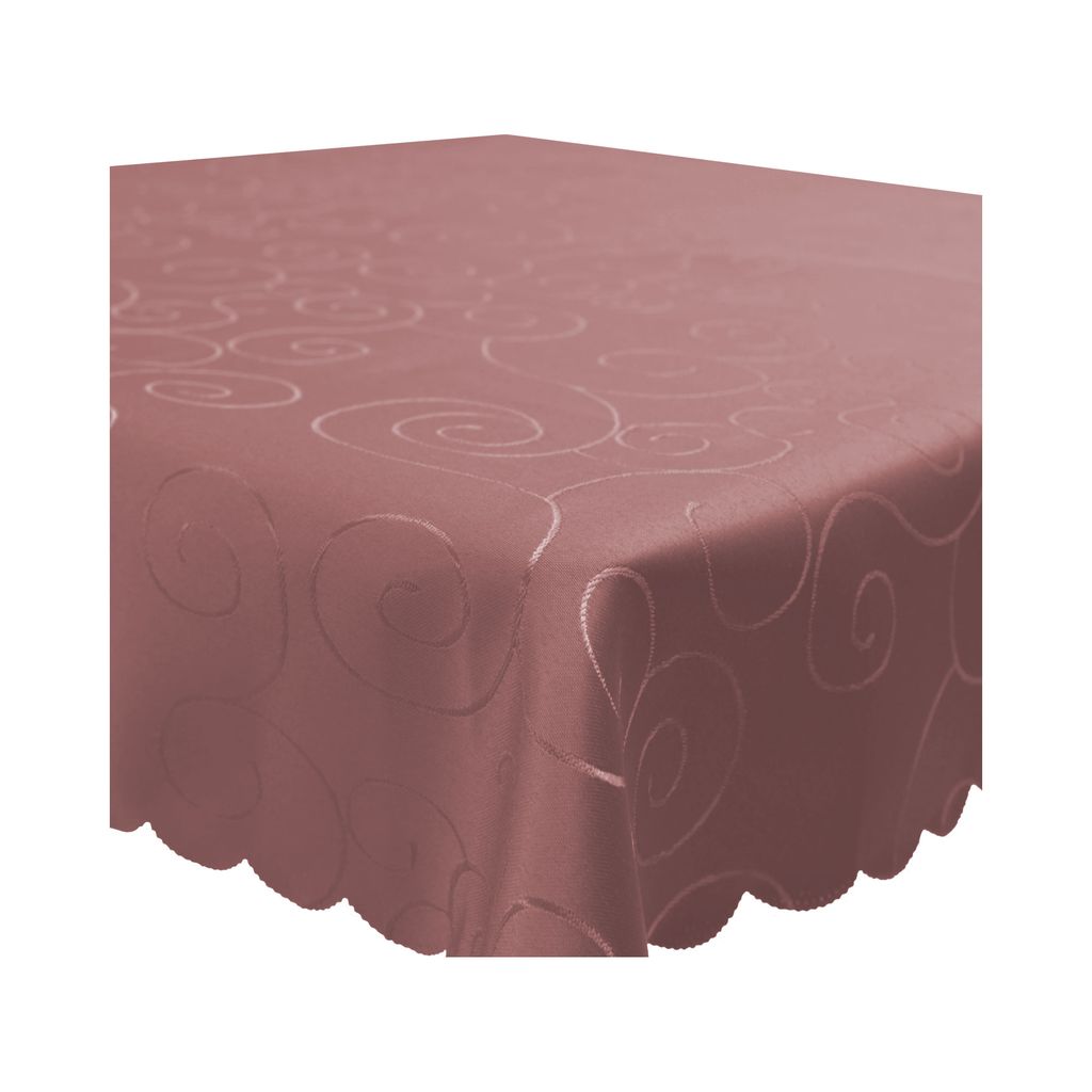 Tischdecke 130x360 cm Altrosa Damast Ornamente eckig Circle Struktur bügelfrei pflegeleicht