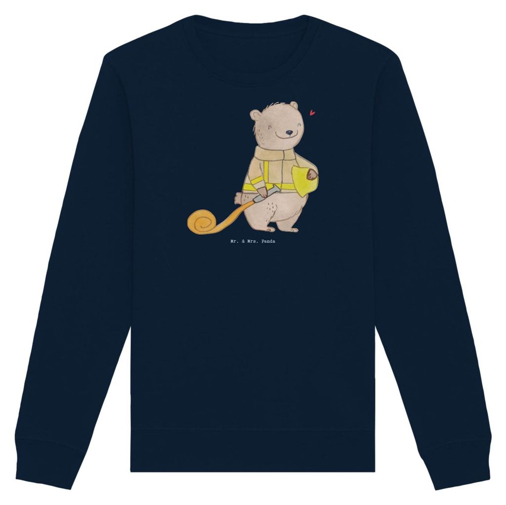 Mr. & Mrs. Panda Baumwoll Pullover Bär Freiwillige Feuerwehr Größe S - French Navy - Geschenk, Sweater, Sweatshirt, Rundhals, Jugendfeuerwehr, F...