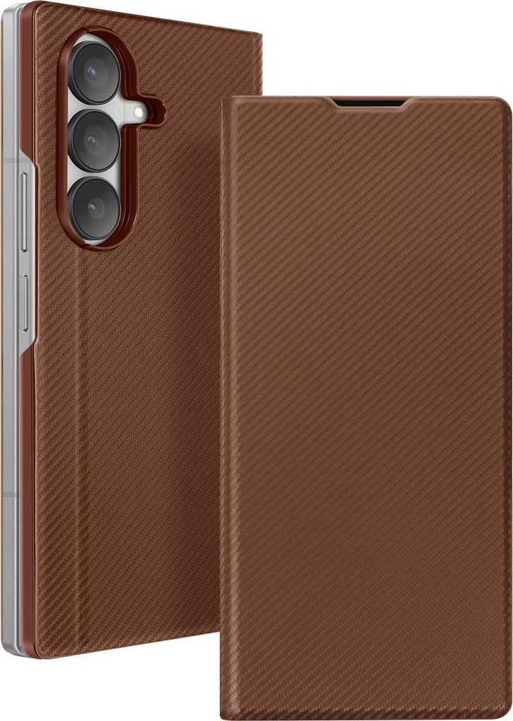 Avizar, Klapphülle Galaxy Z Fold7 mit Textur und integrierter Standfunktion, Braun