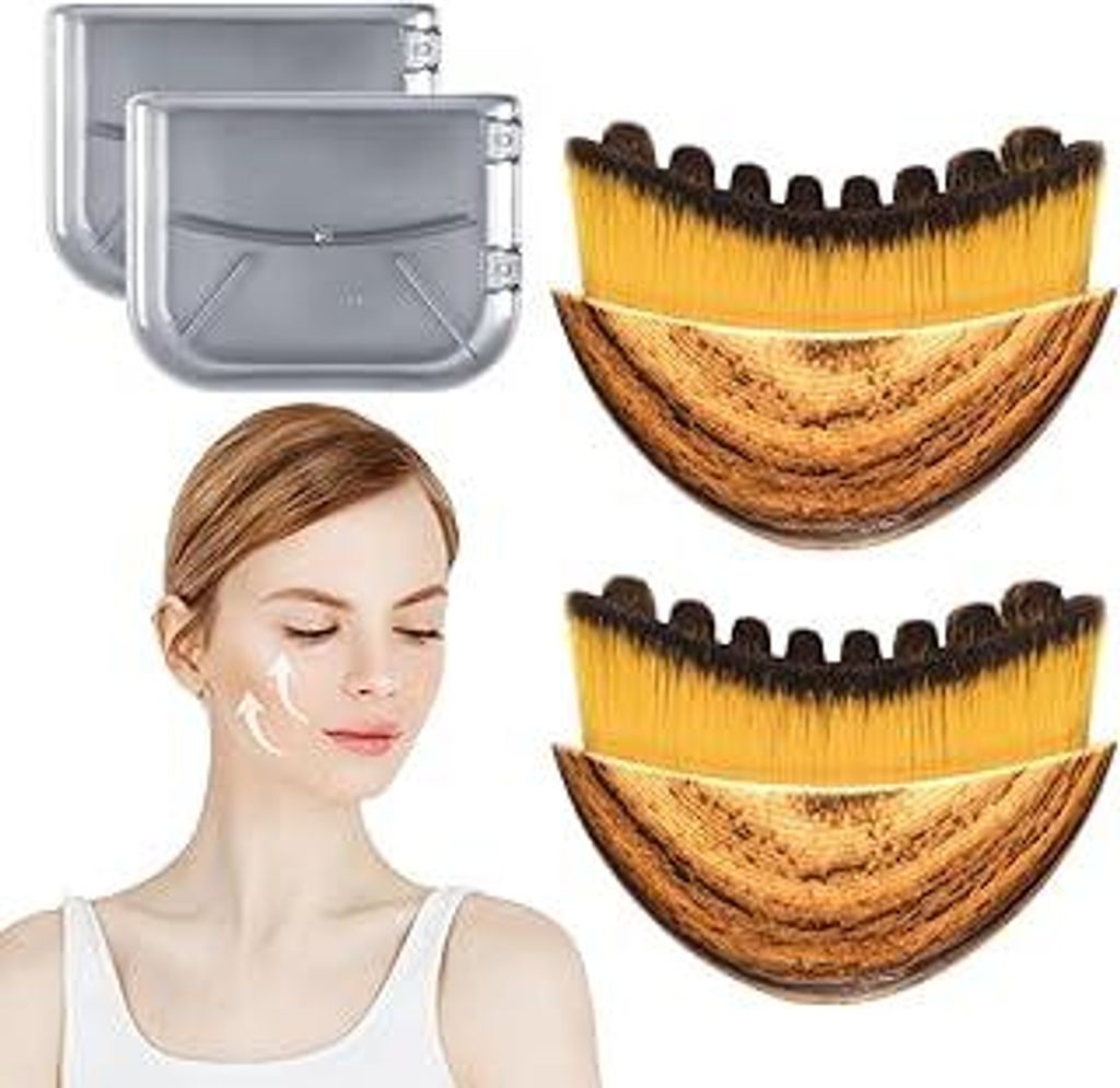 2 Stück Gesichtsbürste Set, Lymphkontur & Face Sculpting Bürste, Sanfte Trockenmassage für Gesichtskonturen, Kinn & Jawline, Ultraweiche Borste...