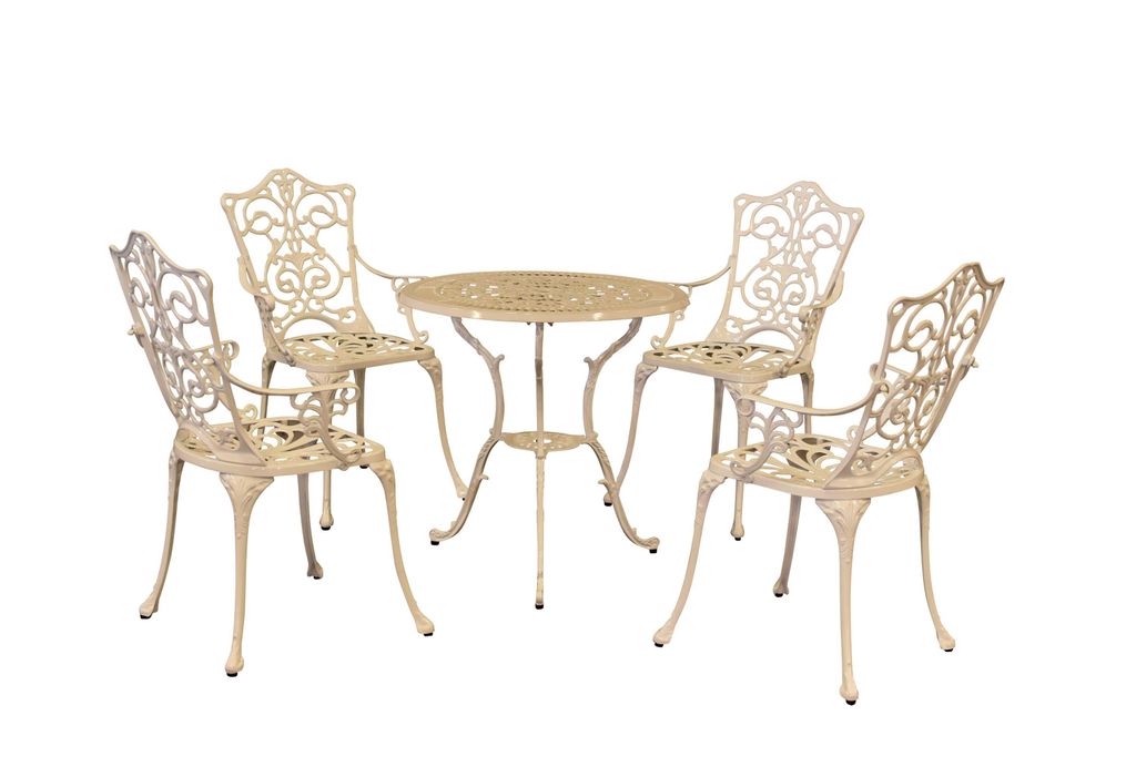 Merxx Gartenmöbel Set Lugano weiß 5tlg., 4 Sessel, 1 Tisch Produktbild 