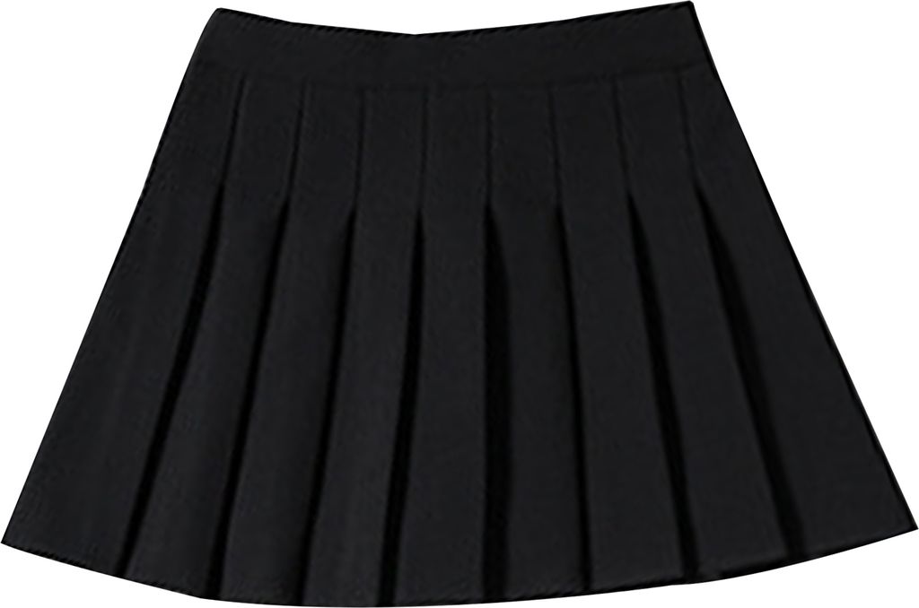 Damen Faltenrock kurzen Rock hohe Taille Reißverschluss Falten Rock Mini kurze A-Linie Rock Schwarz XXL