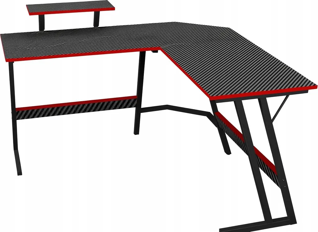 Bureau Gaming Rouge Trapézoïdal - Structure Renforcée 130x50x75 cm - 2
