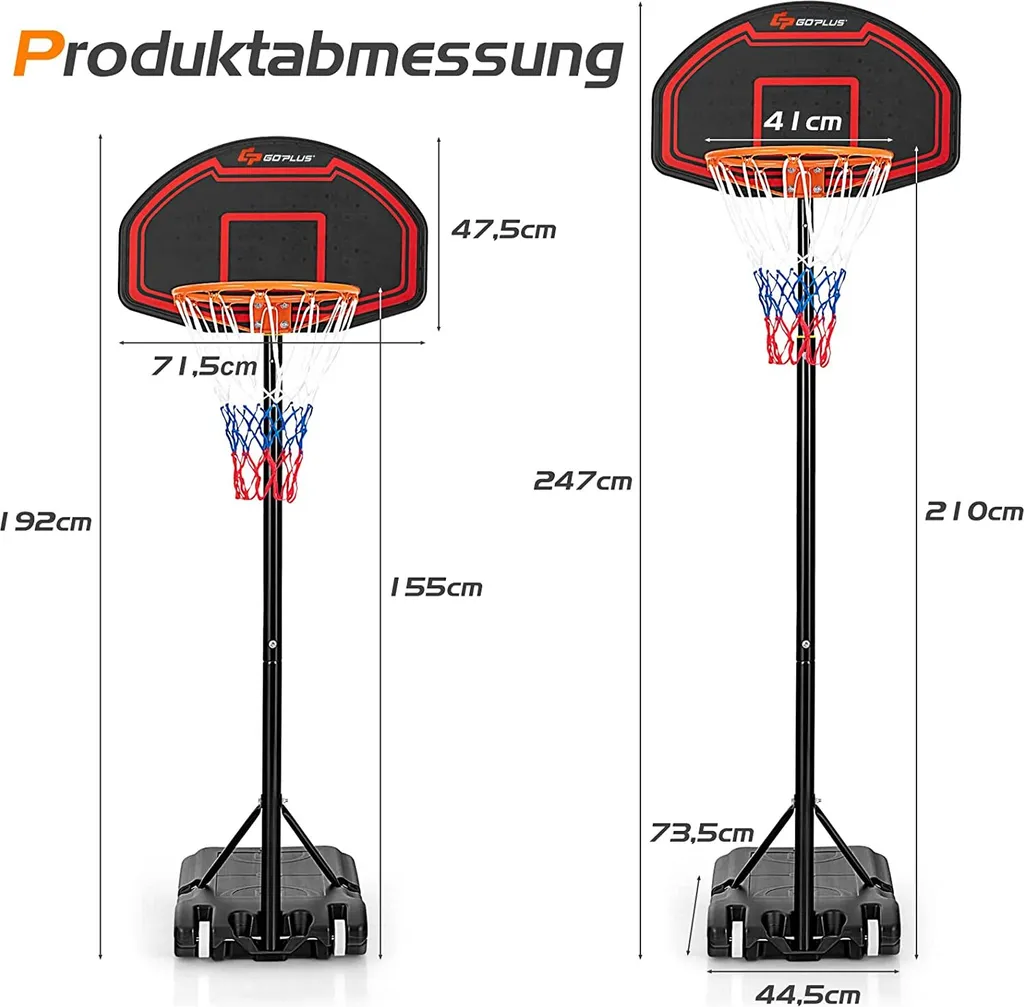 Panier de basket réglable avec panneau incassable et base stable