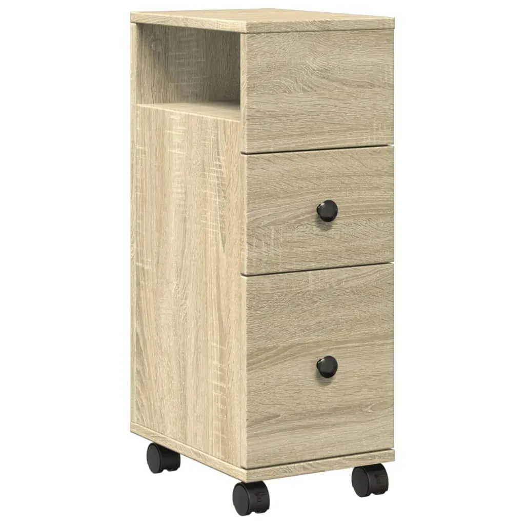 Mobile Bagno Stretto con Ruote vidaXL - Salvaspazio Quercia Sonoma