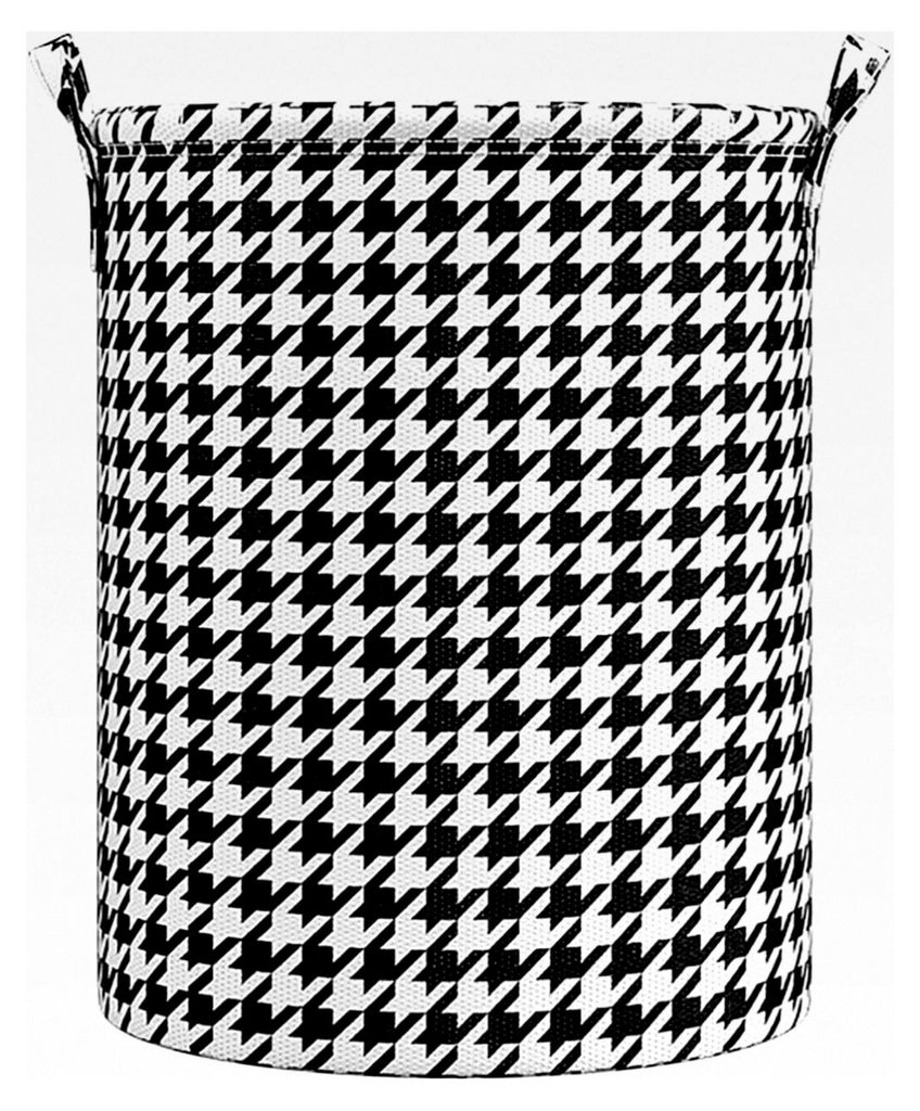 Großer faltbarer Wäschekorb 56 cm mit Griffen, Pop-up Wäschesammler im Hahnentritt-Design mit Mesh-Netz, Aufbewahrungskorb für Kleidung, Spielz...