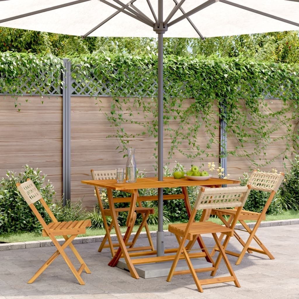 Eleganten-Stil Gartenstühle 4 Stk. Klappbar Beige Poly Rattan & Massivholz Gartenstühle DE796791