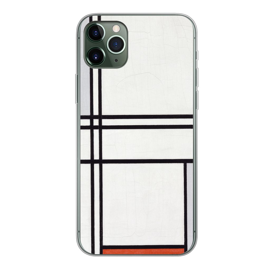 MuchoWow Handyhülle Schutzhülle Hülle für iPhone 11 Pro Max Komposition 1 mit Rot und Grau - Piet Mondrian Silikon Softcase Handy Hülle - Sc...