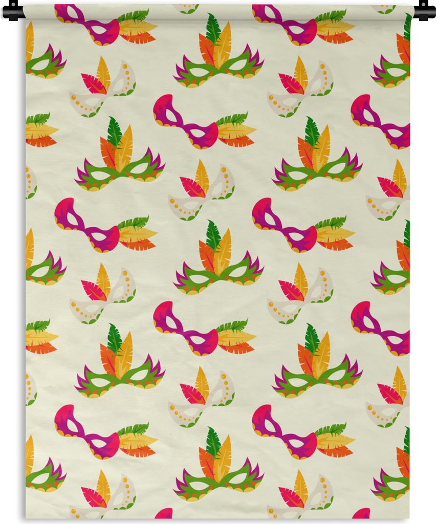 MuchoWow Wandteppich Wandbehang Karneval - Masken 150x200 cm Tapisserie Dekoration Wandtuch - Wandaufhängung - Moderner