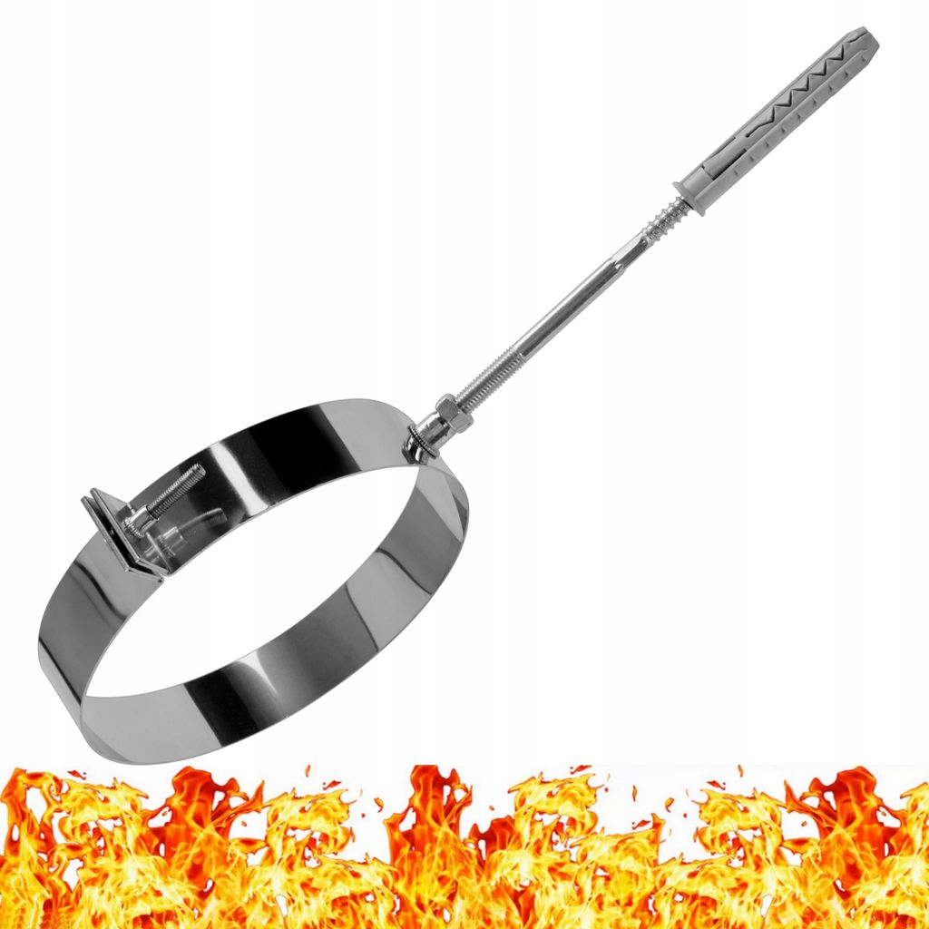 Edelstahl Montageschelle mit Dübel Ofenrohrhalter Rauchrohrschelle Drosselklappe Rauchrohr Ofenrohr Rohrhalter Rohrschelle Wandschelle Ø 120 mm