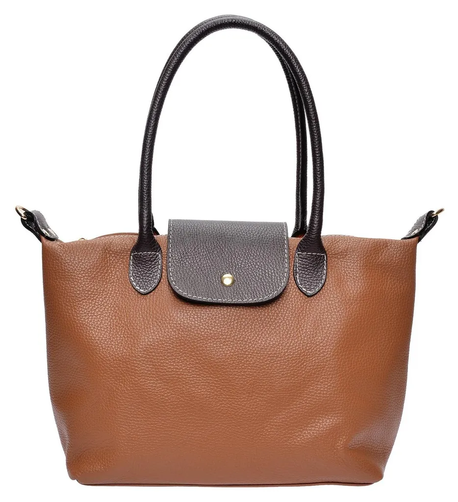 Anna Luchini SS26 AL 156 Sac porté épaule en cuir Cognac haut de gamme