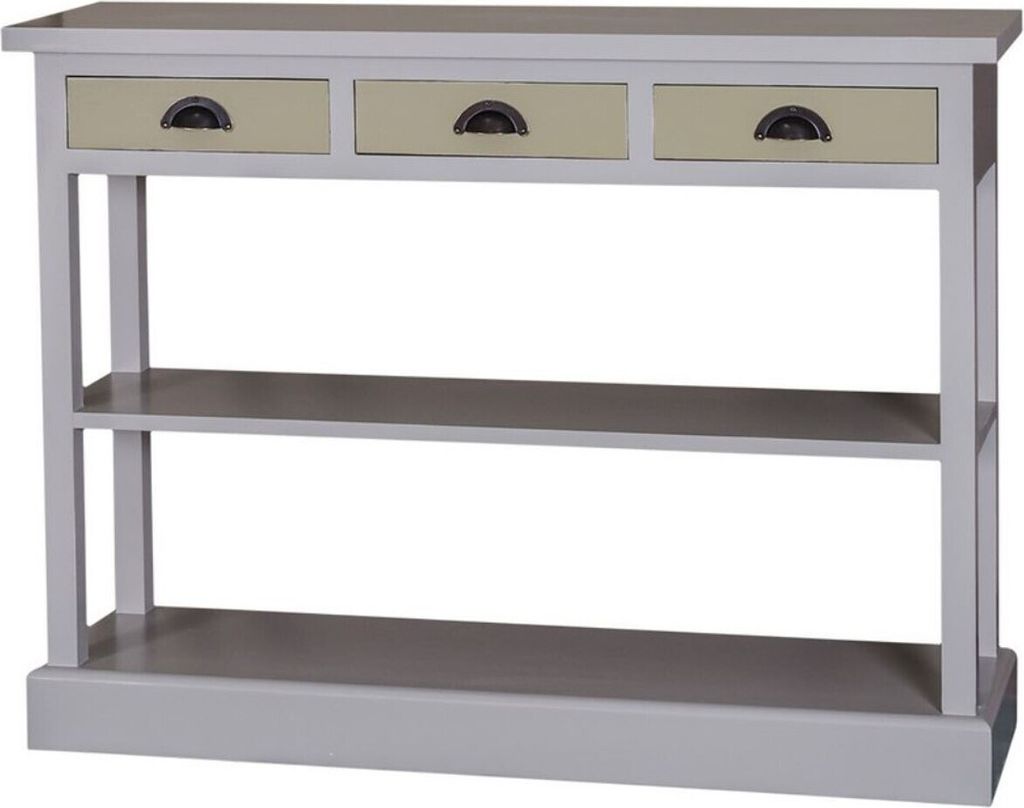 Casa Padrino Landhausstil Küchenkonsole Grau / Grün 120 x 35 x H. 89 cm - Landhausstil Konsolentisch mit 3 Schubladen