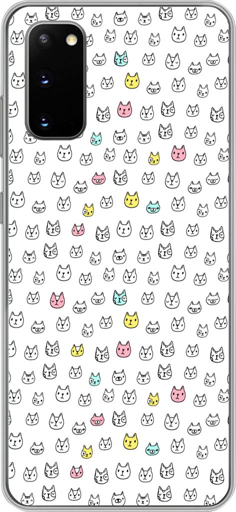 MuchoWow Handyhülle Schutzhülle Hülle für Telefoonhoesje Samsung Galaxy S20 Mädchen - Katze - Haustiere - Muster - Mädchen - Kinder - Kinde...