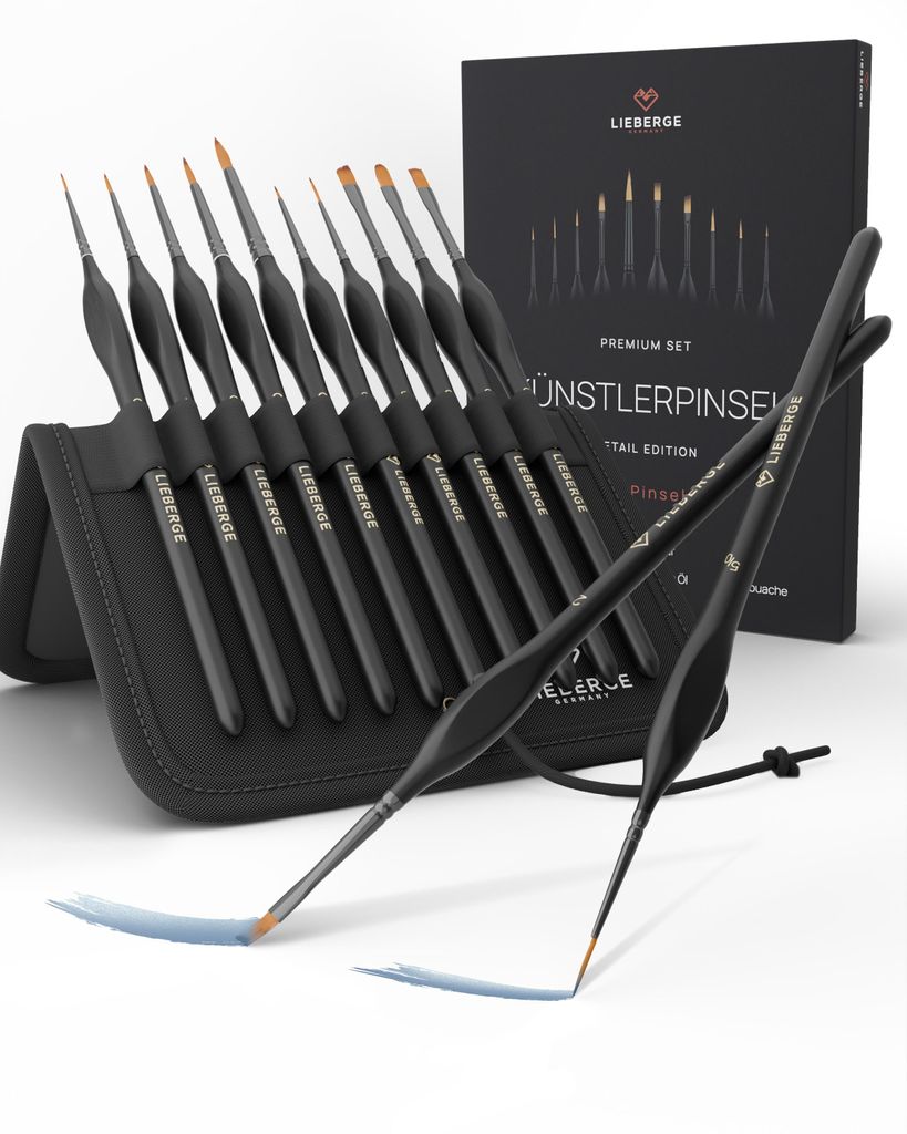 LIEBERGE Premium Detail Pinselset Acrylfarben – 10 extra Produktbild 