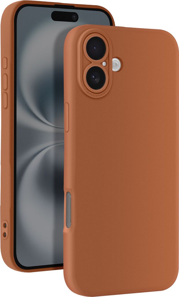 Avizar, iPhone 16 Plus Hülle Silikon Glatt Kamerablöck Geschützt, Braun
