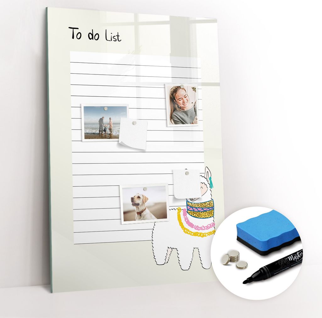 Magnetische Wandtafel - Schwarzer Marker + Schwamm + Magnete - 60 x 90 cm - Wishlist