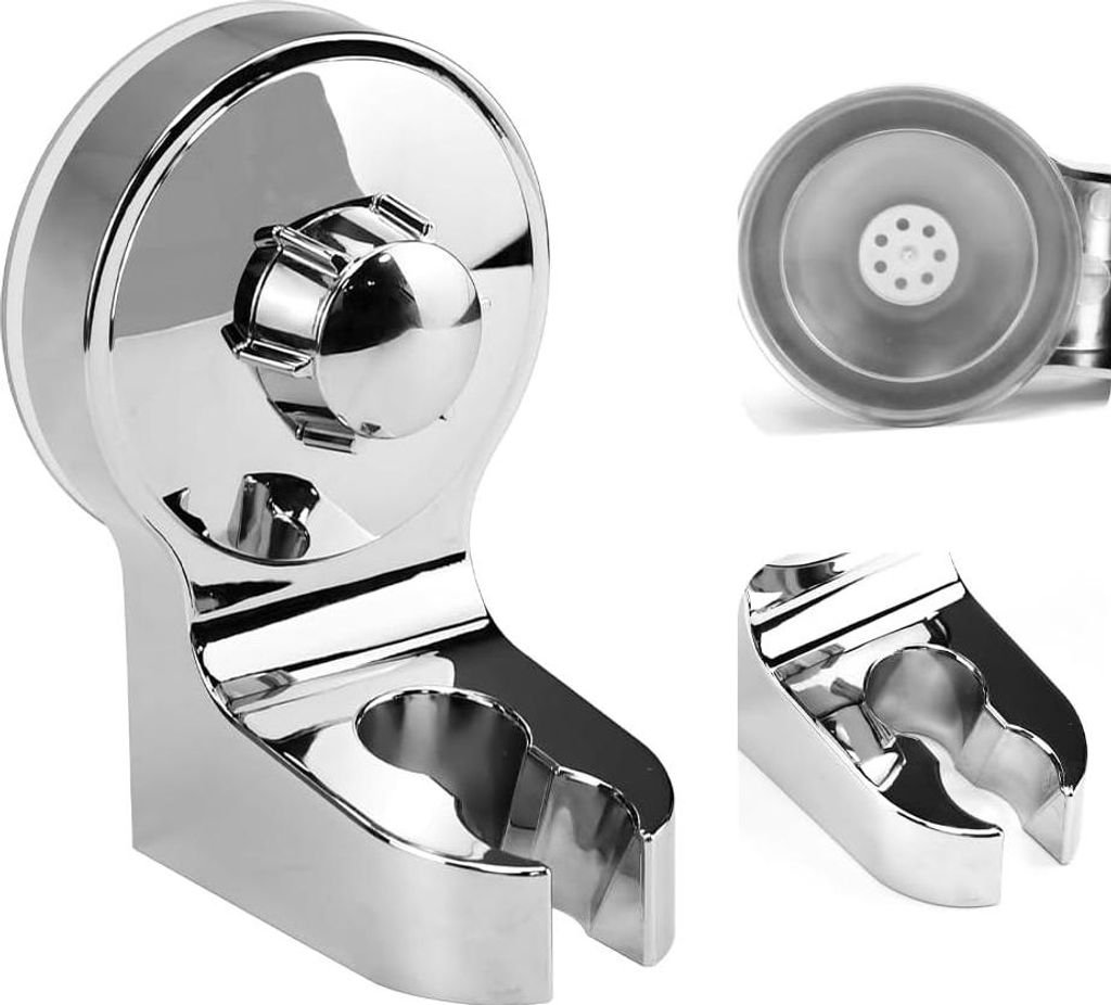 Saugnapfhalterung für Duschkopf - einfach zu befestigen - silber - ABS