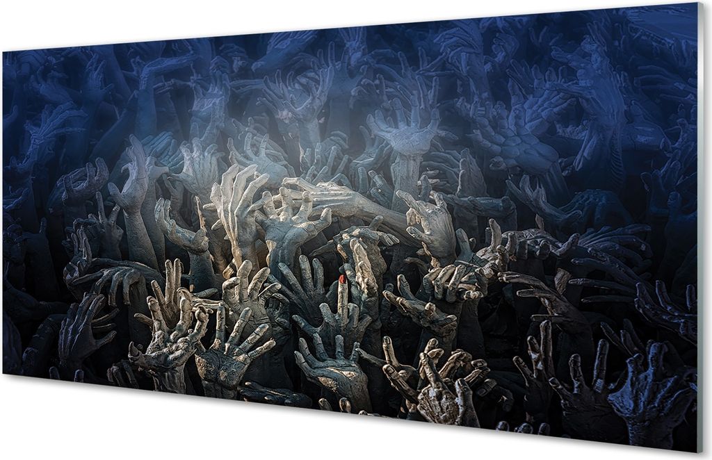 Spritzschutz 100x50 Wandkunst Hände blaues Licht