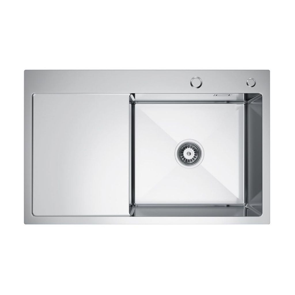 VBChome Küchenspüle 78×49 cm Edelstahl Stahlfarben mit Abtropffläche links – 1 Becken Spülbecken Einbauspüle Tiefe 21 cm Mindestunterschran...