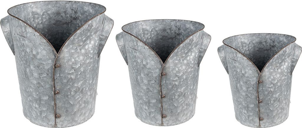 Clayre & Eef Pflanzenhalter Ø 25x28 cm Grau Metall