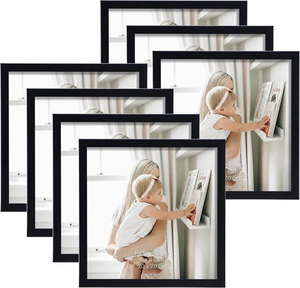 Set Cornici Nere 20x20 per Foto 10x10 - Design Moderno e Versatile
