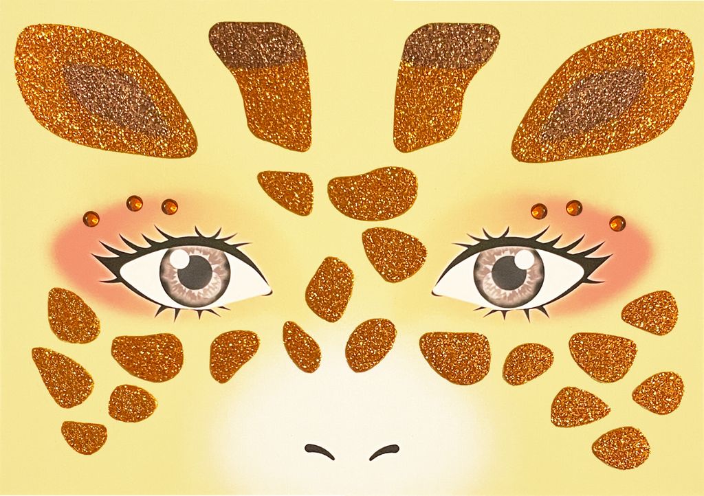 Oblique Unique Giraffe Gesicht Sticker Set Tiergesicht Produktbild 