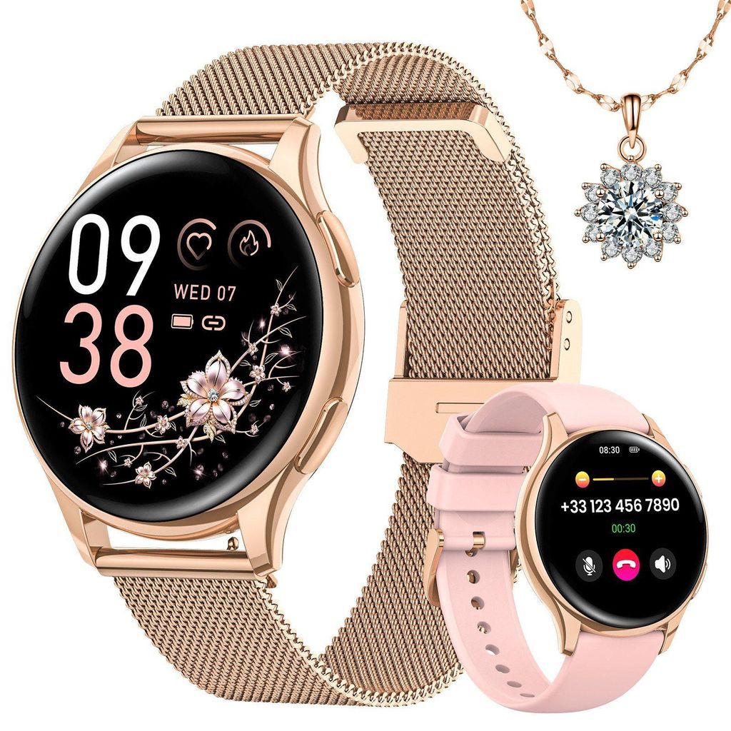 2026 Smartwatch Damen 1.27" mit Telefonfunktion,Fitness Tracker,Herzfrequenz,SpO2, Schlafmonitor,120+ Sportmodi, IP68,für Android & iOS–Geschenk...