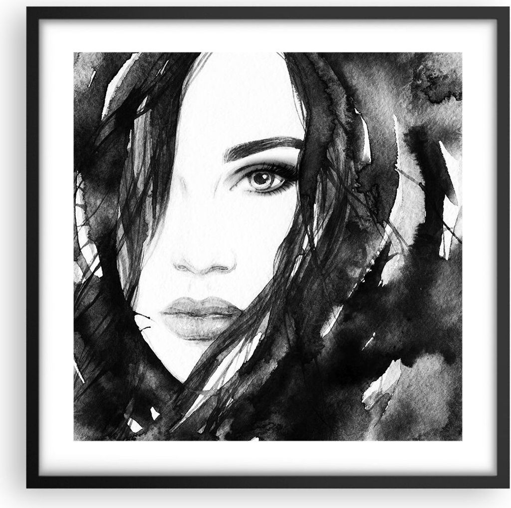 Gerahmtes Poster - Schwarzer Rahmen - Schmuck Dame Kleid Eleganz - 50x50 cm - Wand Bild - Wanddeko - Wandbilder - Wandposter - Bilderrahmen - Bilde...