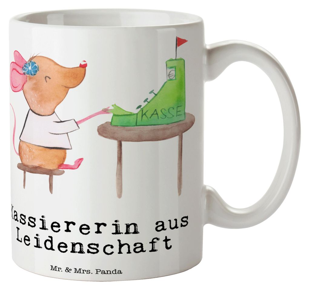 Mr. & Mrs. Panda Teetasse Kassiererin Leidenschaft - Weiß - Geschenk, Kaffeepott, Witzig, Tasse, Kaffeebecher, Spruch, Trinkbecher, Lustig, Kassen...