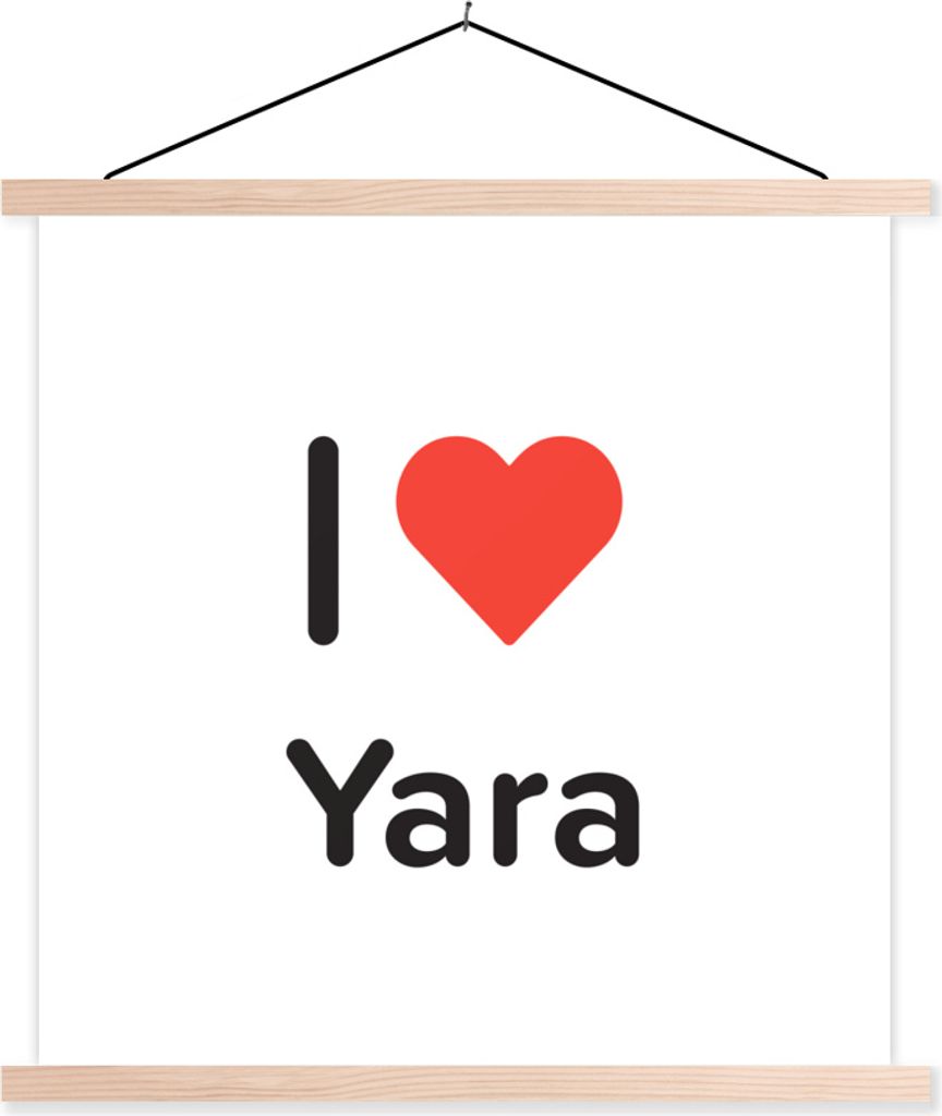 MuchoWow Textilposter Ich liebe - Yara - Mädchen 40x40 cm mit holzfarbenen Rahmen - Posterleiste