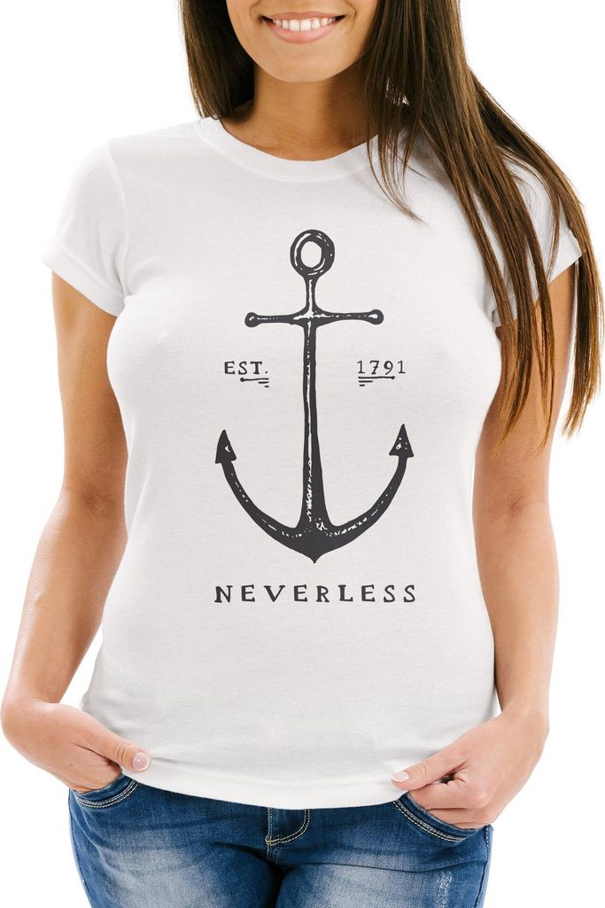 Damen T-Shirt Anker Slim Fit Neverless neverless weiß XXL
