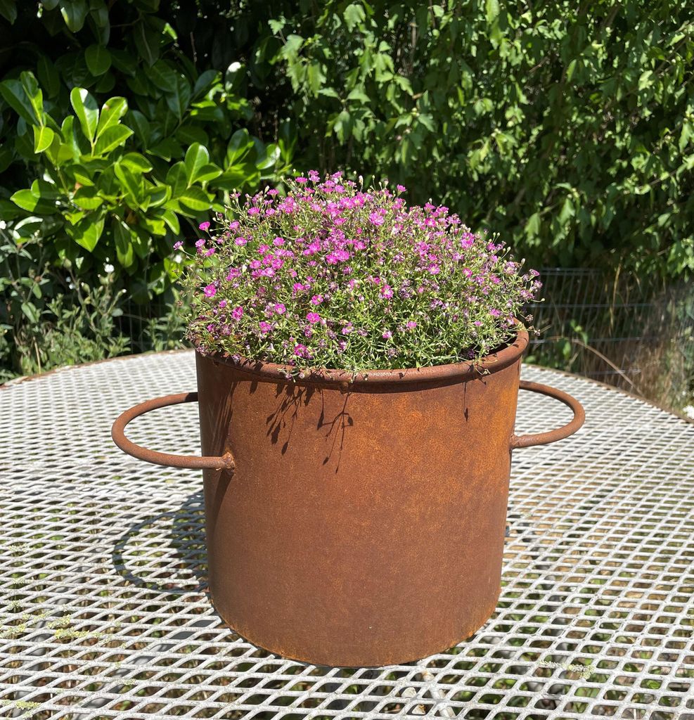 Edelrost Kochtopf zum Bepflanzen 20x34cm Rost Pflanztopf Blumentopf Windlicht Edelrost Gartendeko Topf