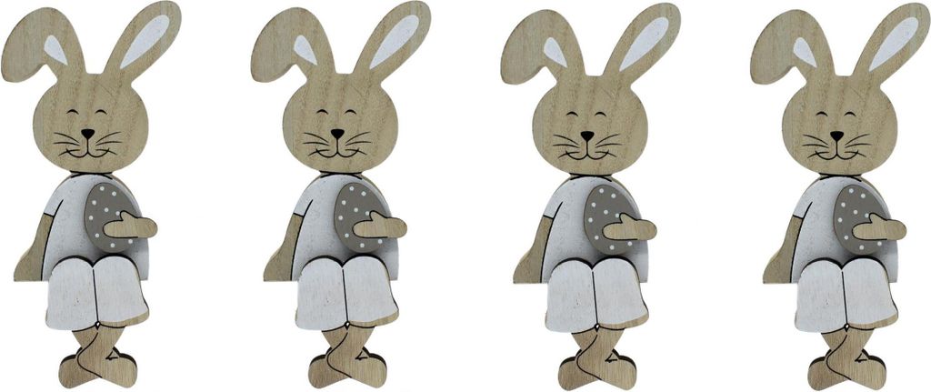 Holz Hase mit Osterei - Kantenhocker 8 x 18cm 4 Stück