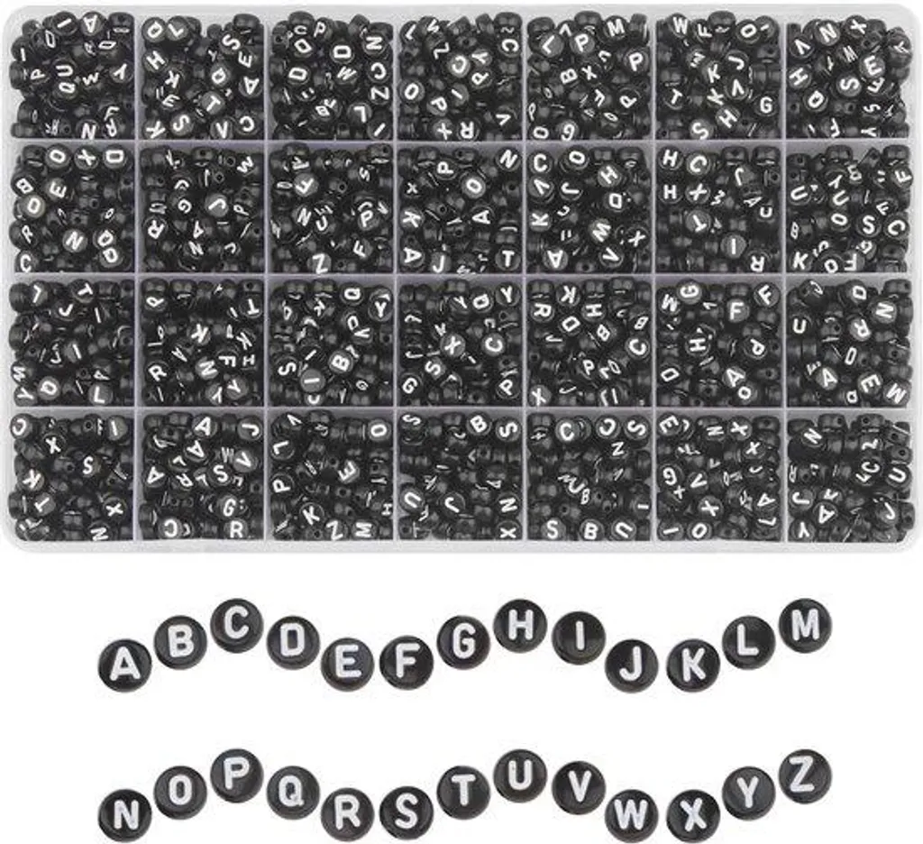 Création bracelet personnalisé avec perles lettres A-Z noires pour cadeaux