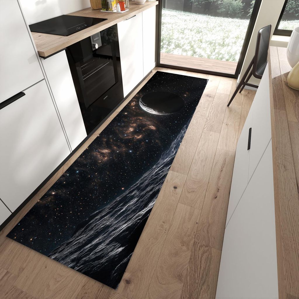 Küchenteppich 80x280cm rutschfest & abwischbar PVC Läufer - Weltraumlandschaft