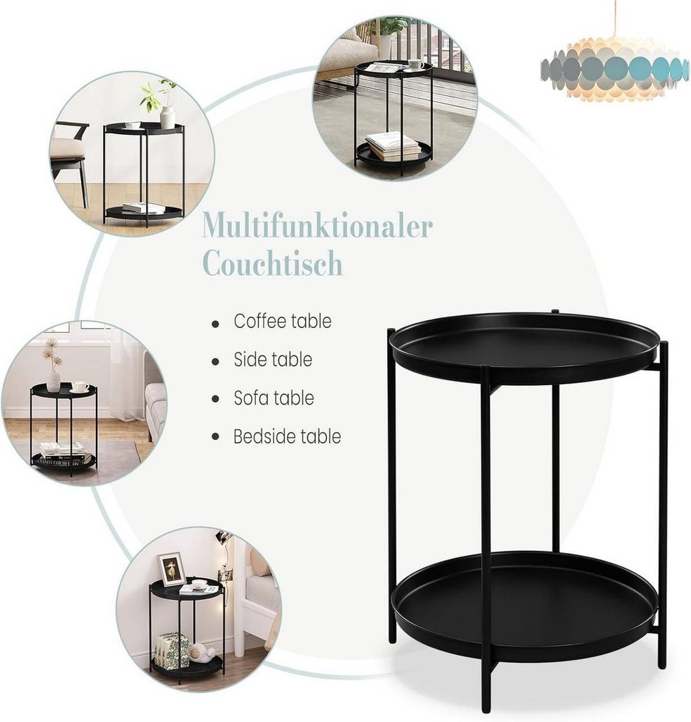 WOLTU Beistelltisch rund, Couchtisch mit Stauraum, 2 Produktbild 7