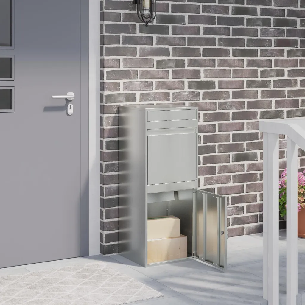 Boîte à colis robuste en acier galvanisé noir avec porte de sécurité