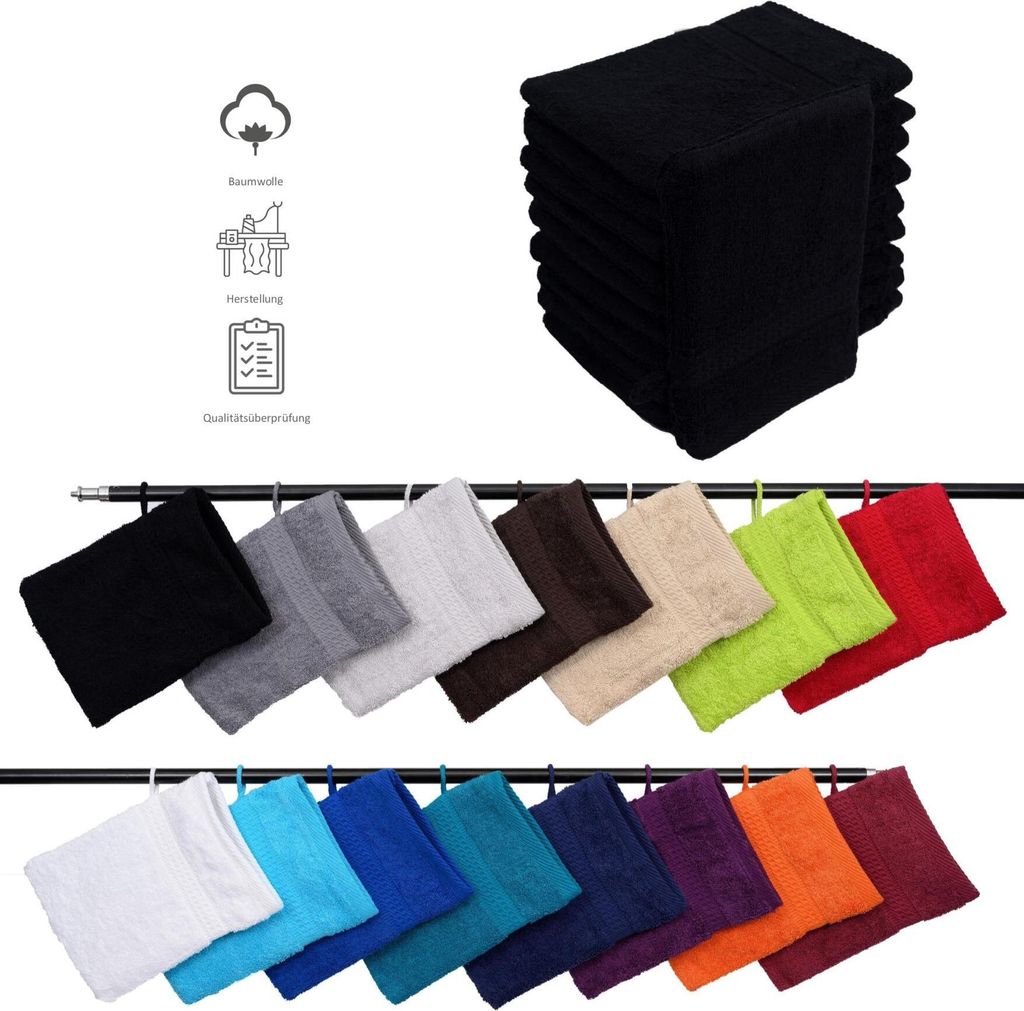 10er Set Frottee Waschhandschuhe Elegance 16x21 cm 100% Produktbild 