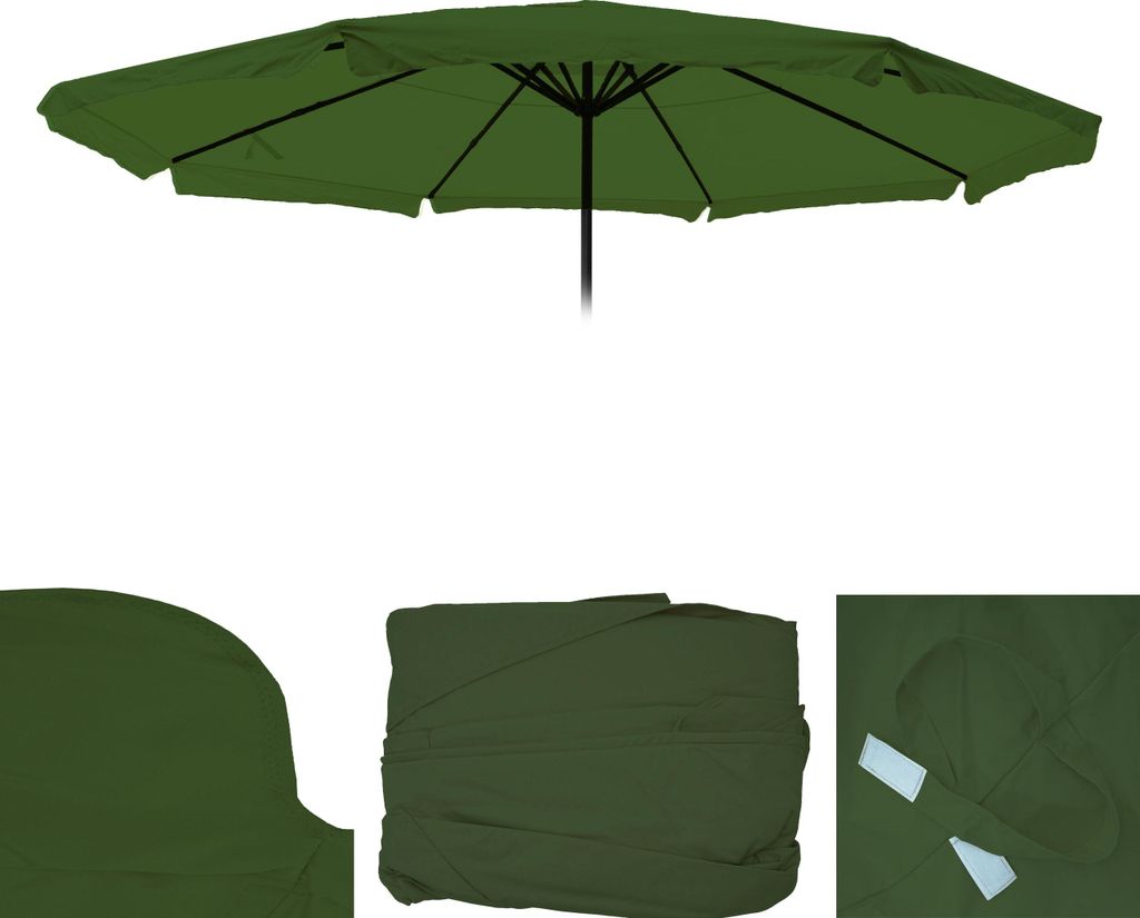 Ersatz-Bezug für Sonnenschirm Carpi Pro, Gastronomie Marktschirm mit Volant Ø 5m, Polyester grün