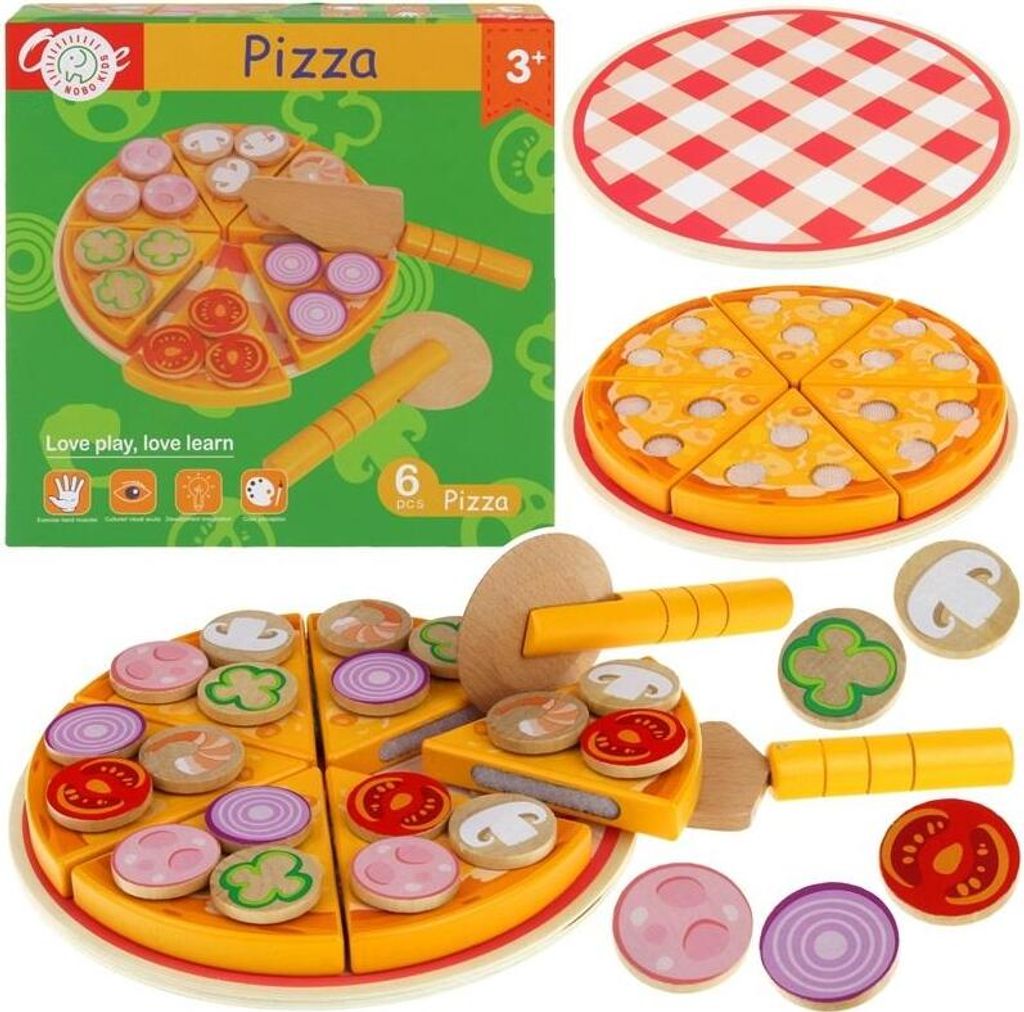 Drewniany nóż do pizzy z akcesoriami do noży na rzepy Zdjęcie produktu 