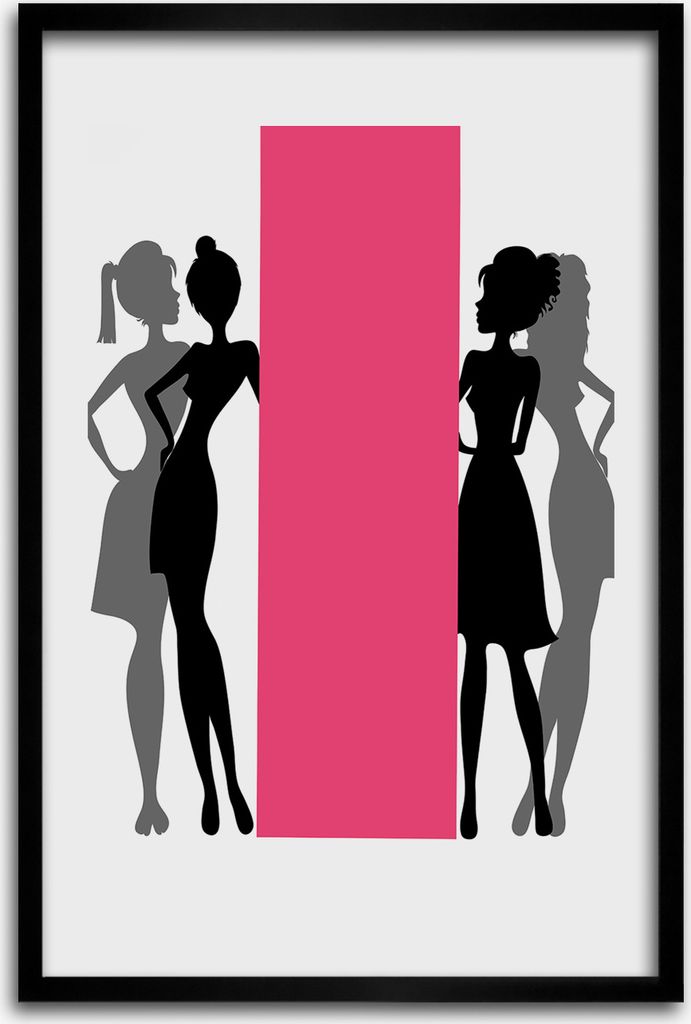 Bild - Bilderrahmen - 40 cm x 60 cm - MDF - Rahmen - Wandkunst - Frauen Silhouetten