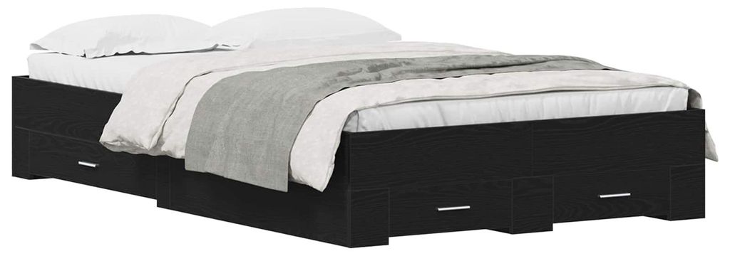 vidaXL Bettrahmen Schwarz Eichen-Optik 120 x 200 cm Produktbild 