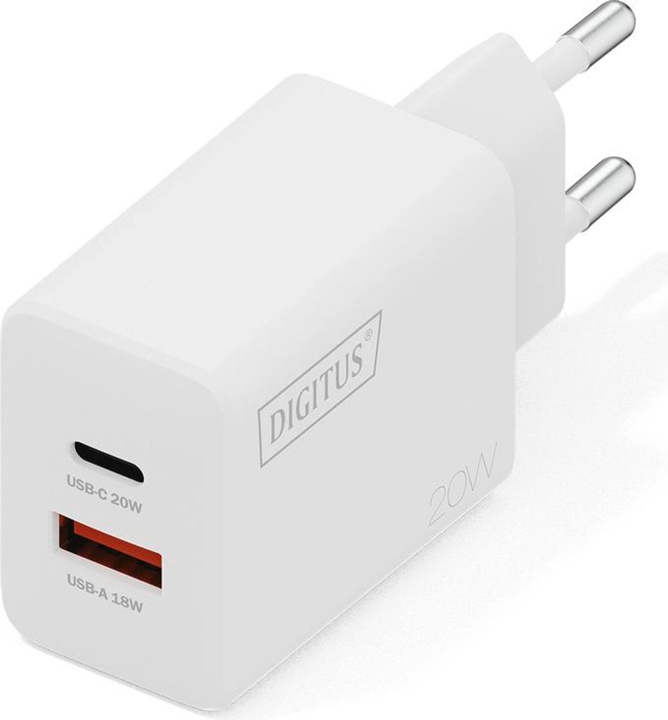 DIGITUS USB Charger 20W, 1x USB-C, 1x USB-A