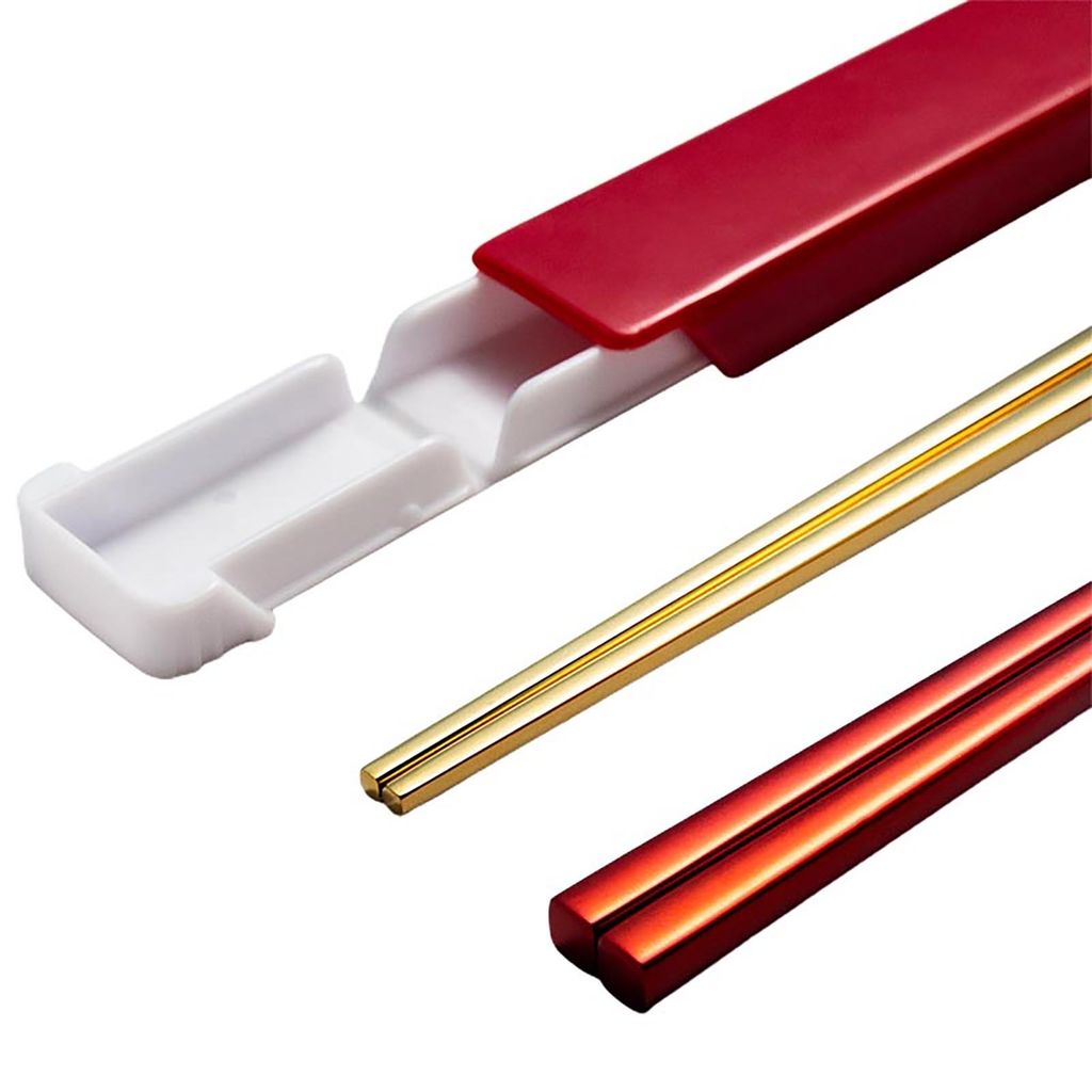 1 Set Edelstahl-Essstäbchen mit Etui Wiederverwendbar Leicht zu reinigen Rostfrei Rutschfest Essen Spülmaschinenfest Mittagessen Essstäbchen Ess...