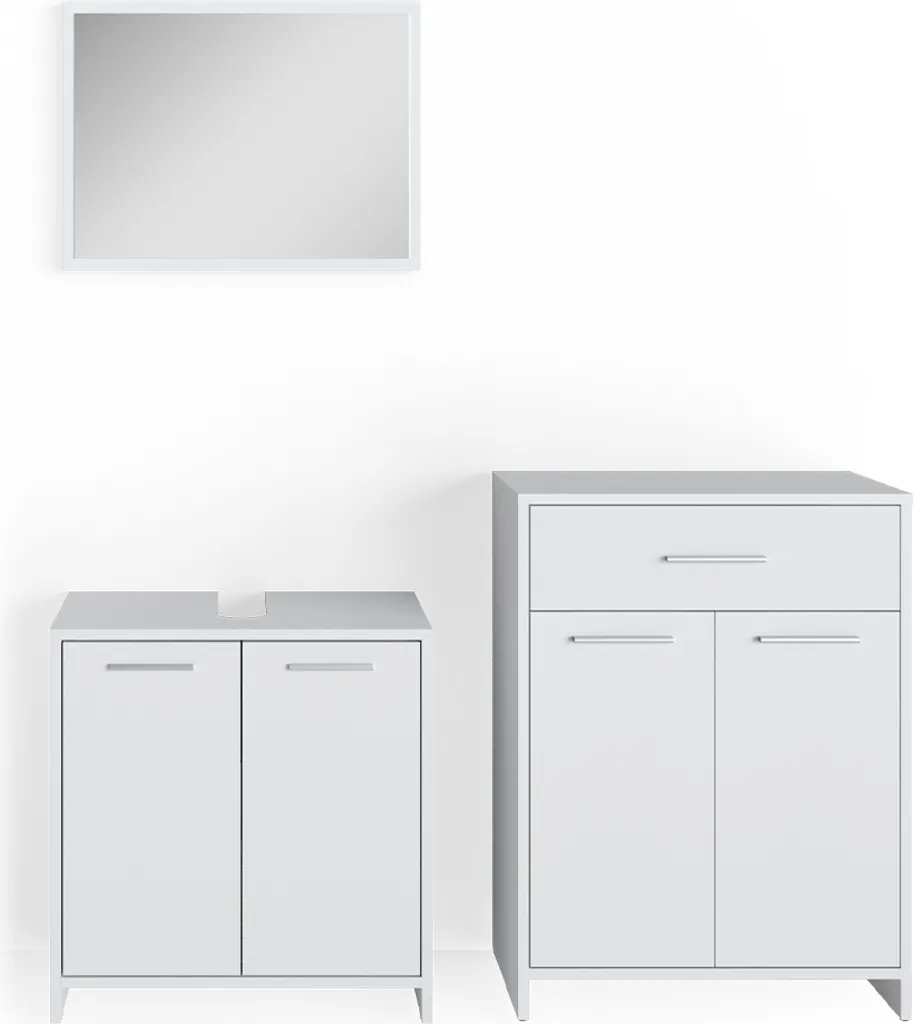 Meuble de bain blanc 3 pièces Vicco Kiko avec armoire de rangement 3P