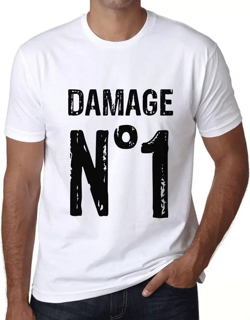Herren Grafik T-Shirt Schaden Nr 1 – Damage No 1 – Öko-Verantwortlich Vintage Jahrgang Kurzarm Lustige Druck Geburtstag Geschenk Mann