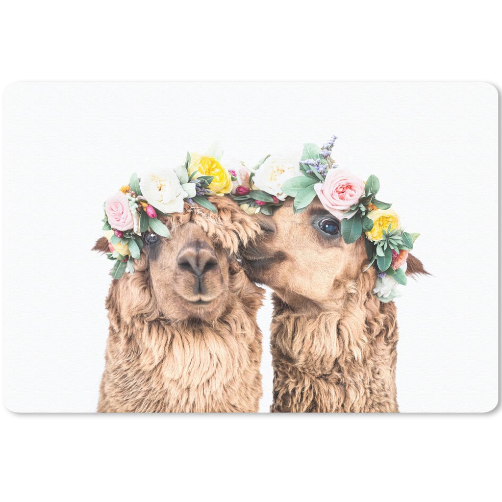 MuchoWow Mauspad Mousepad Alpaka - Blumen - Tiere - Natur 27x18 cm - Mousepads - Maus Mat - Pad - Mausunterlage - Büroartikel - Desk Matten
